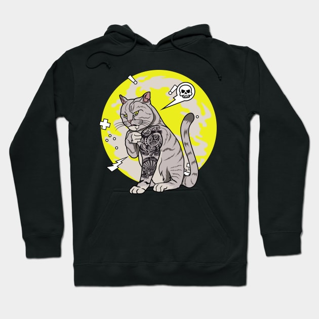 Muscle tattooed cat Hoodie by D3monic